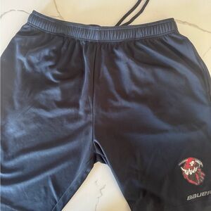 Bauer Black Athletic Shorts with Red Logo